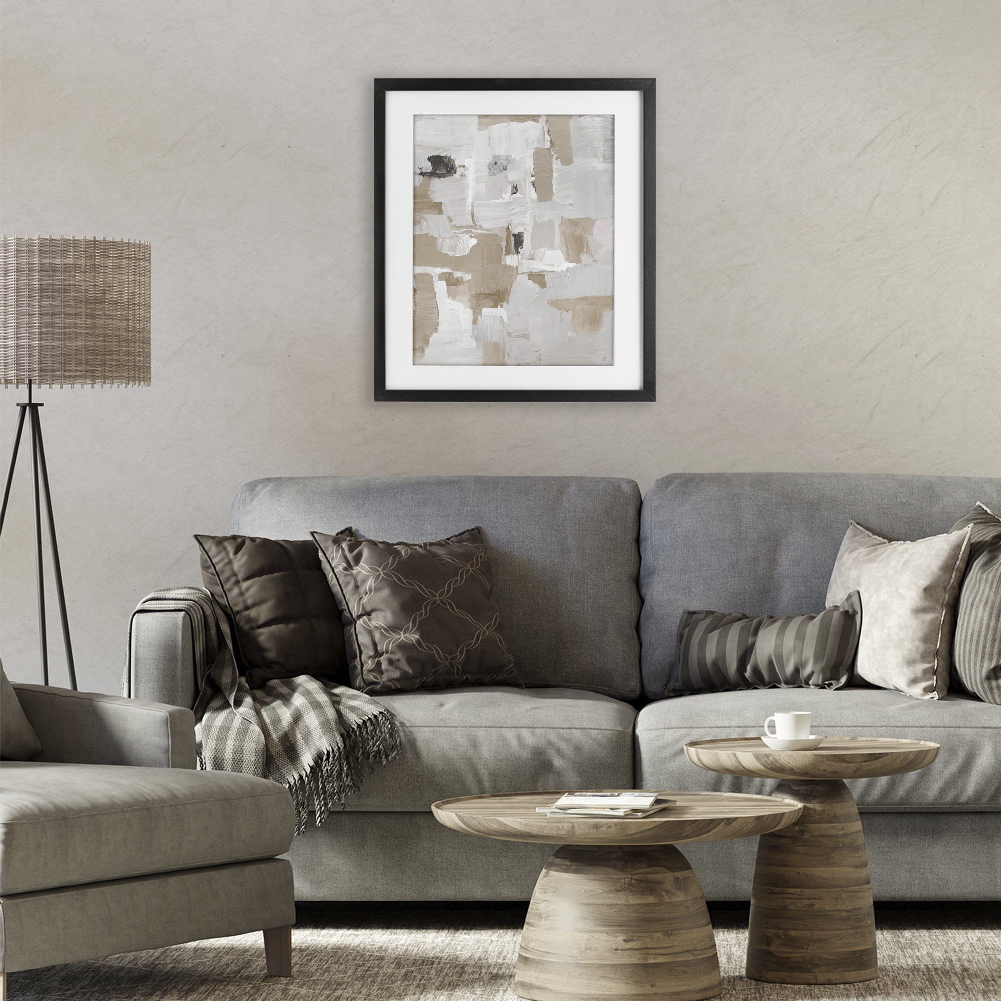 Stupell Industries Beige & White Peace Black Framed Print Under Glass, design by Lanie Loreth