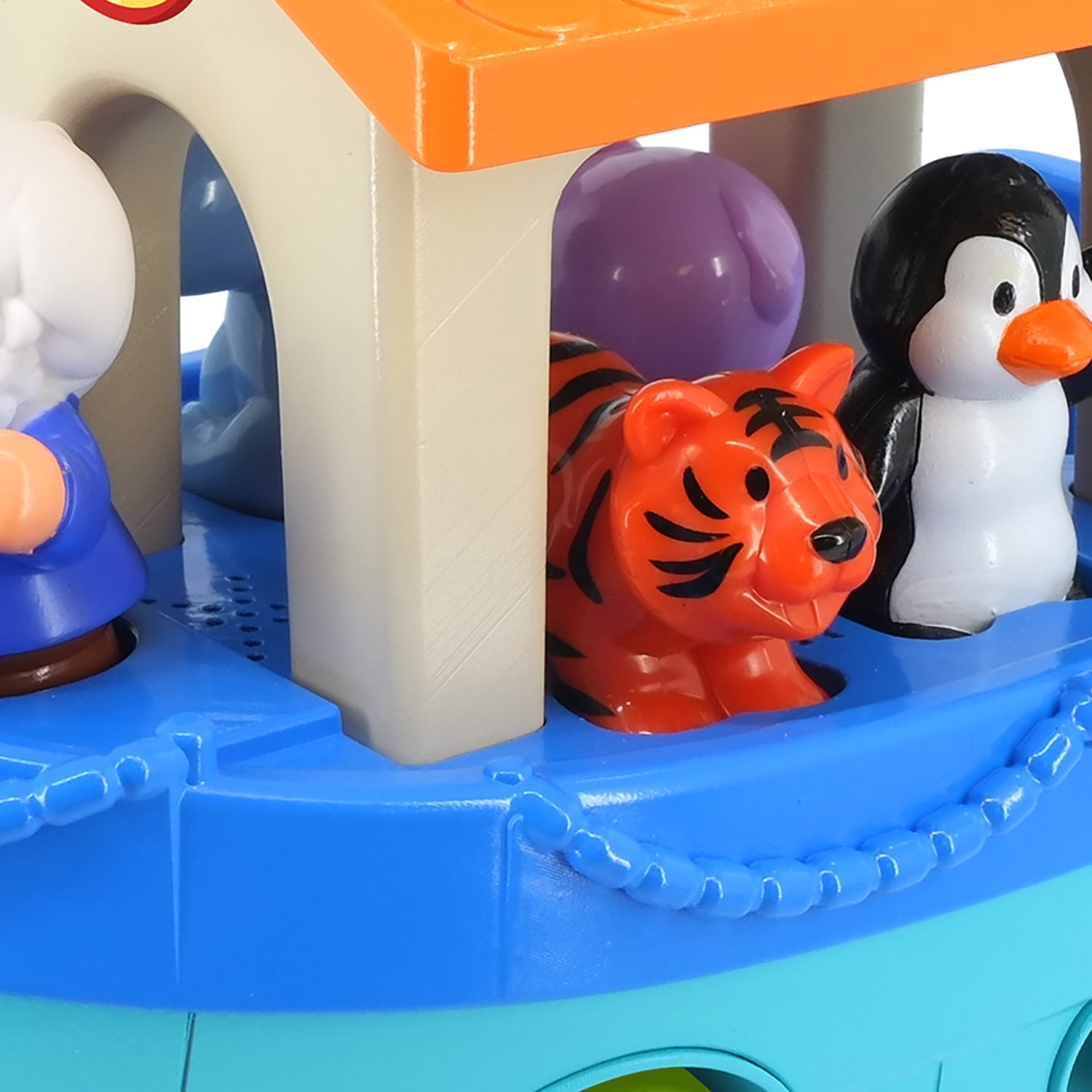 Kiddieland: Shape-Sorting Noah's Ark - Interactive Boat Playset, Sound Effects, Noah & 5 Animal Figurines, Shapes Piece Fitting, Kids Toddlers 12mo+
