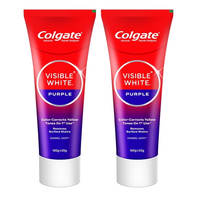 Pasta Dental Colgate Visible White Morada Paquete de 2 x 120 g
