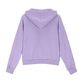 thumbnail image 5 of WAYUTE Girls Sweatshirt Rib Knit Zip Up Hoodies Solid Color Raglan Long Sleeve Sweatshirt with Thumb Holes Fall Winter Casual Streetwear,Purple,Size 9-10 Y, 5 of 6