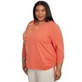 thumbnail image 3 of Alfred Dunner Womens Plus-Size Asymmetric Floral Embroidered Tie Ruching Top, 3 of 4