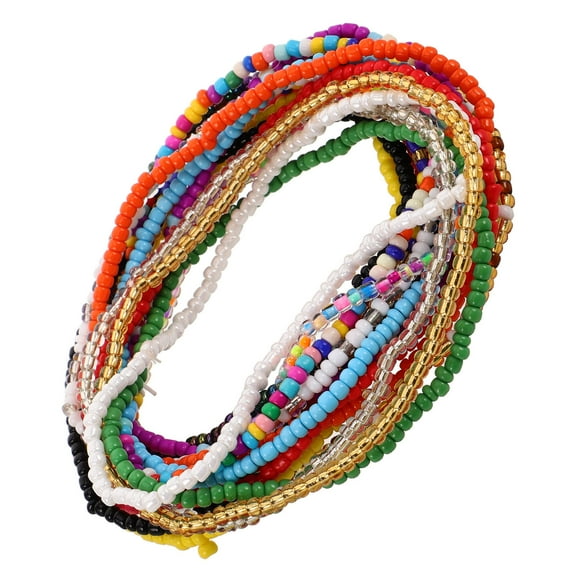 Milisten 17-Piece Multicolor Elastic Bead Anklet Set for Women, Adjustable and Versatile Jewelry