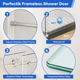 thumbnail image 2 of Shower Door 56"-60" W x 74" H Single Sliding Frameless Shower Door 8mm Thickened Tempered Glass Stainless Steel Hardware Brushed Nickel LYM-01,Glass Shower Door, 2 of 6