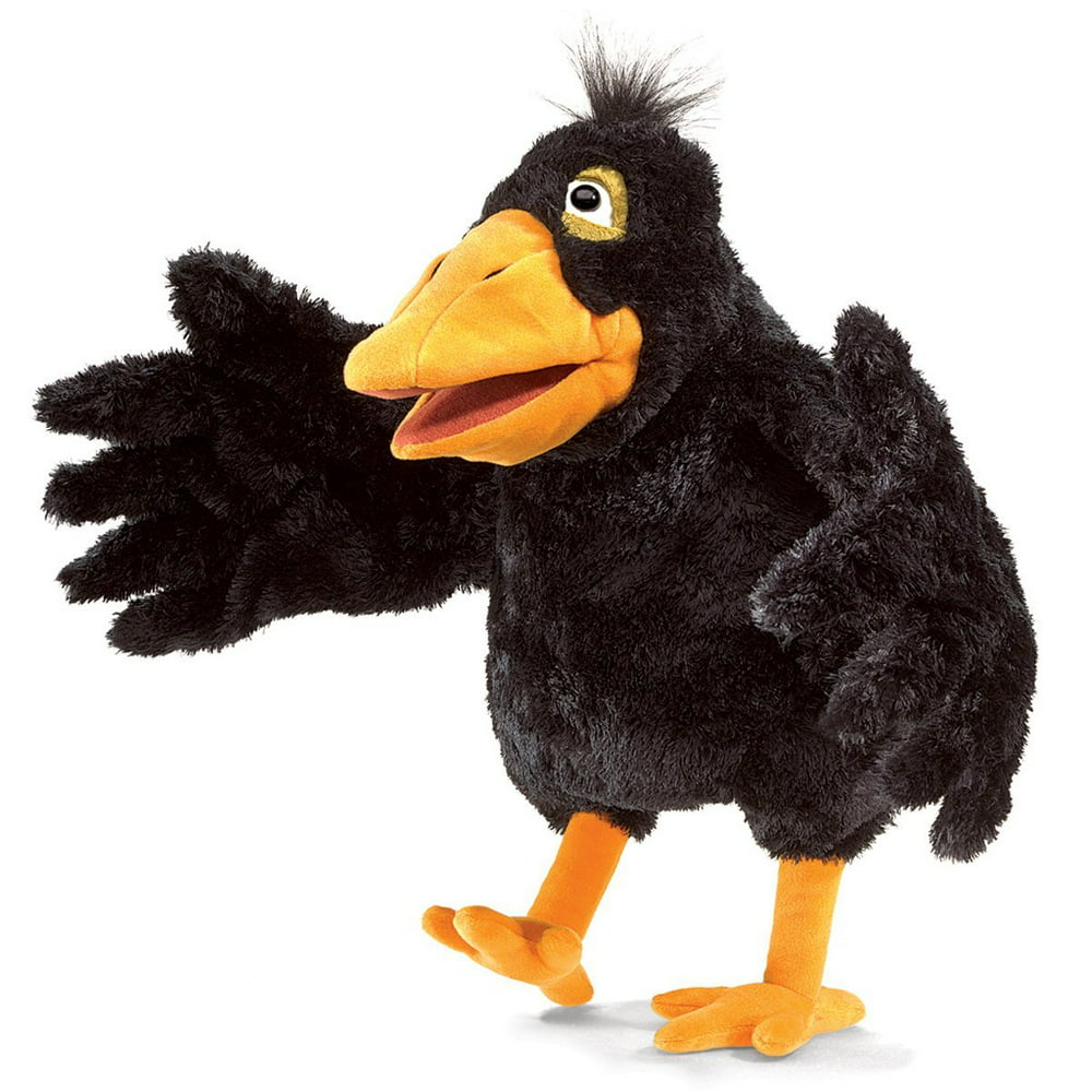 Folkmanis Beaked Crow Two Handed Puppet Plush Yellow