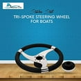 thumbnail image 2 of MARINE CITY Polished 316 Grade Stainless Steel Sports Style Tri-Spoke Design Steering Wheel with Center Cap / PU Foam 13-1/2 Inches Diameter  3/4 Inches Tapered Shaft for Marines  Boats Pack of 1, 2 of 7