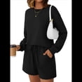 thumbnail image 2 of Conjunto de Pijama Deportivo Informal de Dos Piezas para Mujer con Bolsillos, Ropa de Moda de Otoño Negro M, 2 of 5