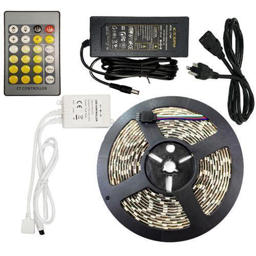 GlobalTone Warm/Cold White 5050 LED Strip Complete Kit IP67 5M With Cul Certified Power Supply