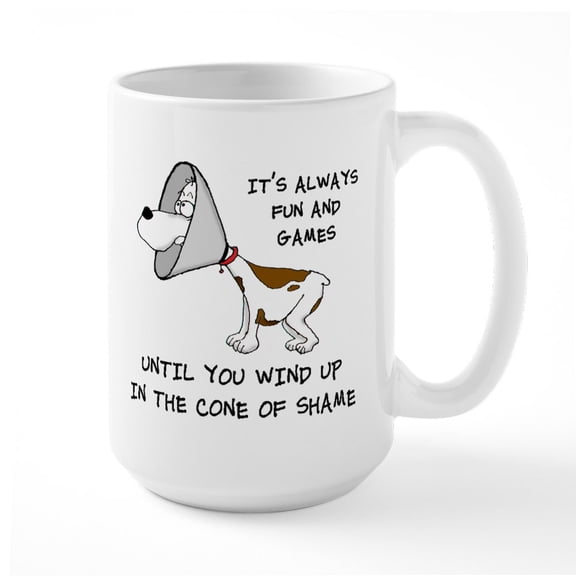 CafePress - Cone Of Shame Large Mug - 15 oz Ceramic Large White Novelty Mug