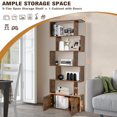 thumbnail image 4 of Giantex 2PCS 6-Tier Geometric Bookcase  w/Cabinet, Freestanding Display Shelves  w/Anti-Tipping Device, Wood S-Shaped Bookshelf, Brown, 4 of 8