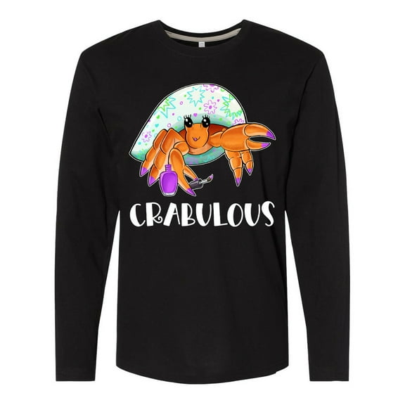 Inktastic Crabulous Cute Hermit Crab with Purple Nail Polish Long Sleeve T-Shirt