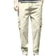 thumbnail image 2 of Pantalones largos para hombre, informales, lisos, con bolsillo, cintura elástica, para exteriores, con cordón ajustable, para trabajo, 2 of 4