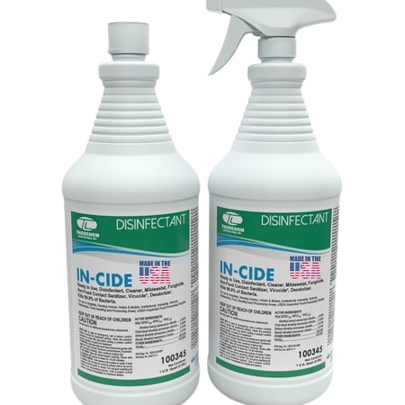 In-Cide EPA Registered Disinfectant Spray - Kills 99.9% of Germs, Mold, Mildew and MRSA - Multi-Surface Cleaner for Home, School & Hospital - Fresh Scent - 32 oz (2 Pack)