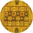 thumbnail image 1 of Ahgly Company Machine Washable Indoor Round Abstract Yellow Modern Area Rugs, 6' Round, 1 of 4