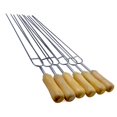 thumbnail image 4 of Stainless Steel Double Prongs Barbecue Shish Kebab Skewers With Wooden Handle6pcsbrown, 4 of 5