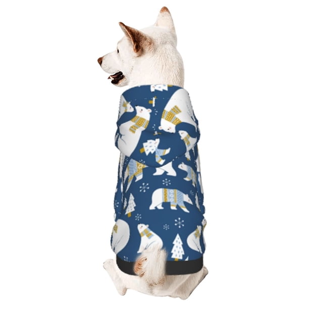 Fotbe cute winter bear Sudadera con Estampado para Perros Pequeños – Suéter con Capucha para Mascotas, Tela Suave de Forro Polar con Bolsillo-X-Large