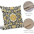 thumbnail image 4 of Black Yellow Boho Pillow Covers 18 X Inch Bohemian Ethnic Carpet Style Vintage Flower Print Decorative Throw Pillows Outdoor Linen Square Cushion Case Farmhouse Decor Set of 2, 4 of 6