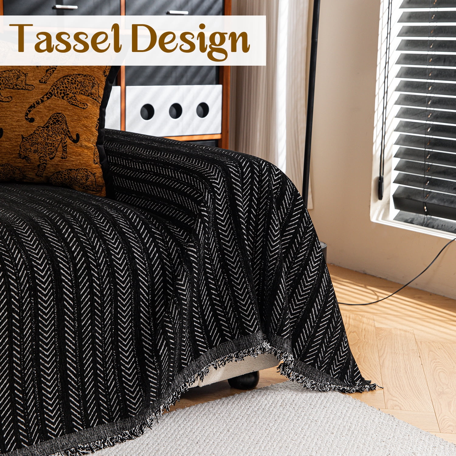 Jessy Home Sofa Cover Slipcover Couch Cover Protector Durable Multi-Function Furniture Cover for Dogs Cats Home Decor 71"x 150"Black