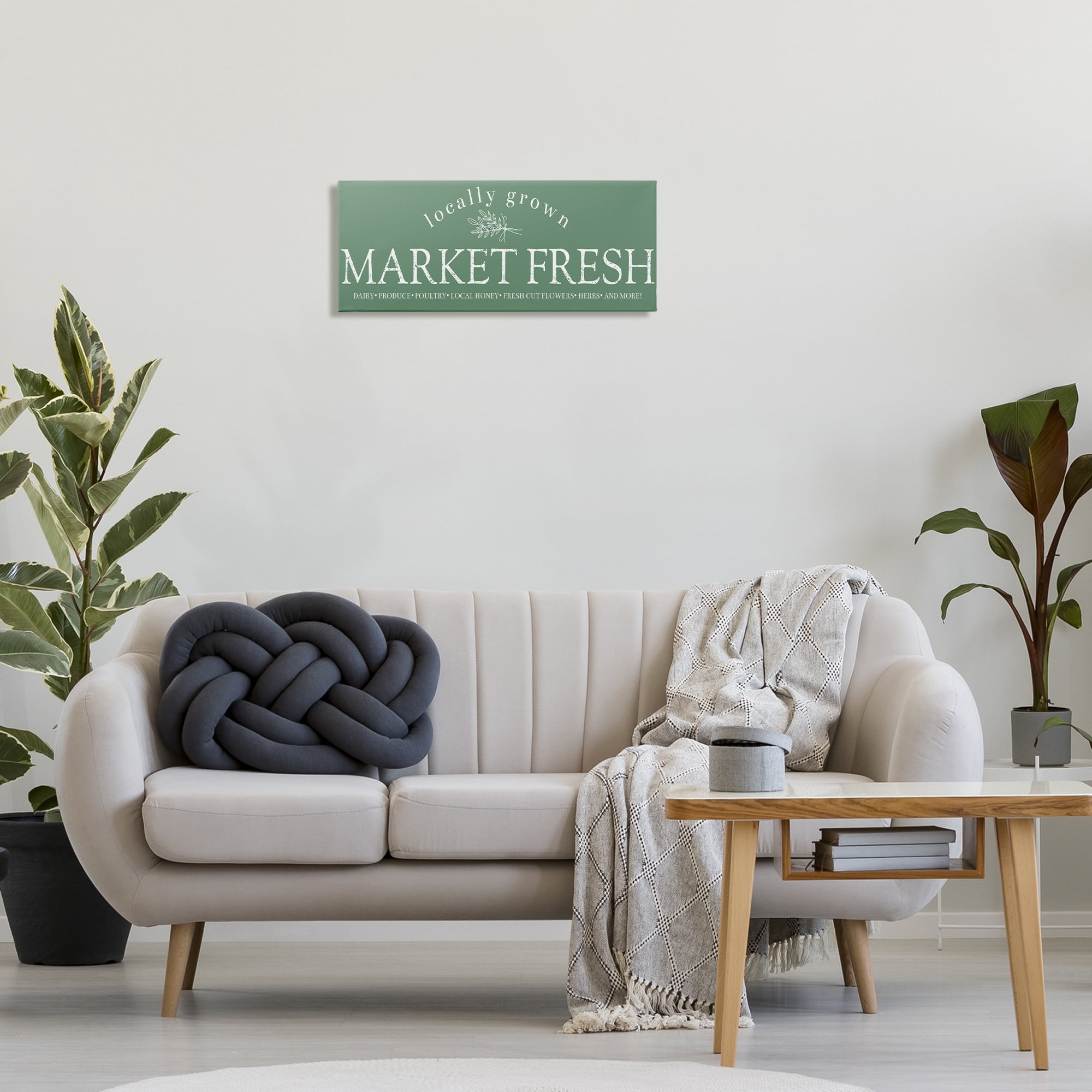 Stupell Industries Locally Grown Market Text & Numbers Painting Wrapped Canvas Art Print Wall Art, 24 x 10