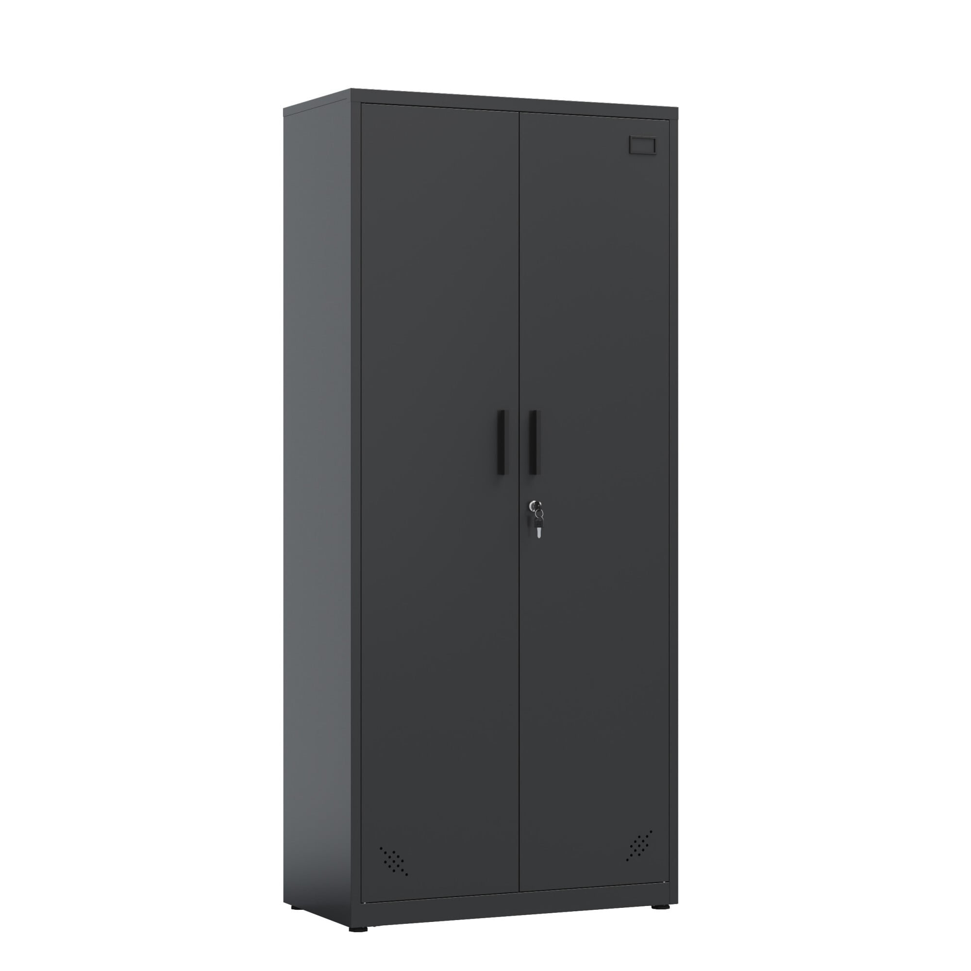 AENKYO 68.9" Heavy Duty Metal Storage Cabinet with Adjustable Shelves & Lock, Steel Locker for Home and Office, Black
