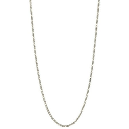Pori Jewelers Rhodium-Plated Sterling Silver 1.5mm Box Chain Men's Necklace, 24