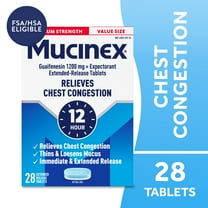 Mucinex 12 Hour Max Strength Expectorant, OTC Medicine for Excess Mucus Relief, FSA/HSA, 28 Tablets