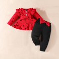 thumbnail image 3 of Edvintorg 0-24M Toddle Girl Clothes Suit Valentine's Day Cute Heart Printed Ruffles Long Sleeve Top and Elastic Waist Bowknot Long Pants Set Girls Boutique Outfits, 3 of 4