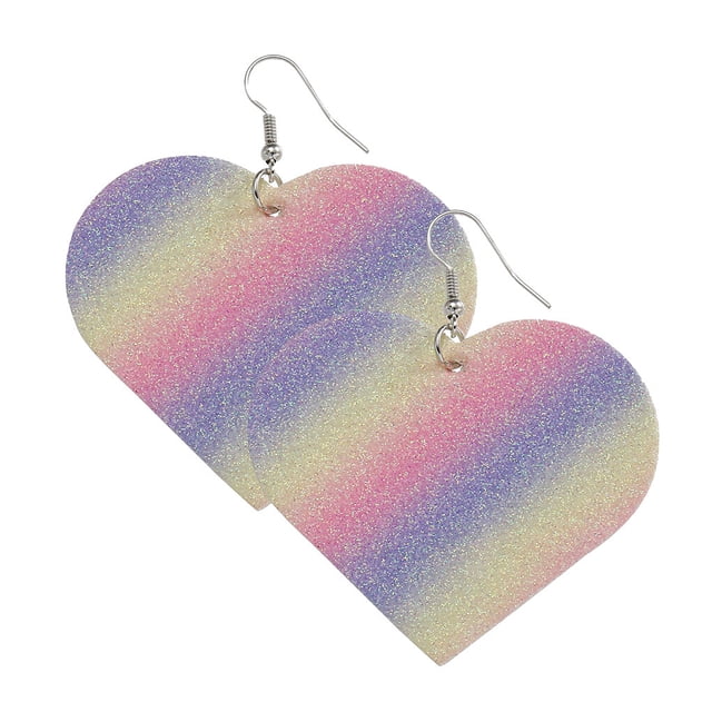 Qarigey Pendientes con purpurina en forma de corazón, colgantes de oreja, joyería exagerada de colores mezclados, elementos colgantes, Ropa, zapatos y accesorios Miscelánea Vistoso