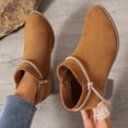 thumbnail image 5 of Taqqpue Women's Boots, Women's Fashionable And Casual Versatile Cool Solid Color Heel Rhinestone Eye-Catching Fall And Winter Style Comfortable Low Heel Thick Heel Short Boots for Women, 5 of 7