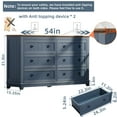 thumbnail image 2 of 6 Drawer Dresser, Mid Century Modern Dresser with Storage, 54" Wide Chest of Drawers with Wood Grain Texture for Bedroom, Living Room, Hallway, Blue, 2 of 8