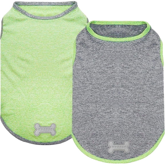 KYEESE 2 Pack Dog Shirts, Quick Dry Soft T-Shirt for Small Medium and Large Dogs, Green Grey, L