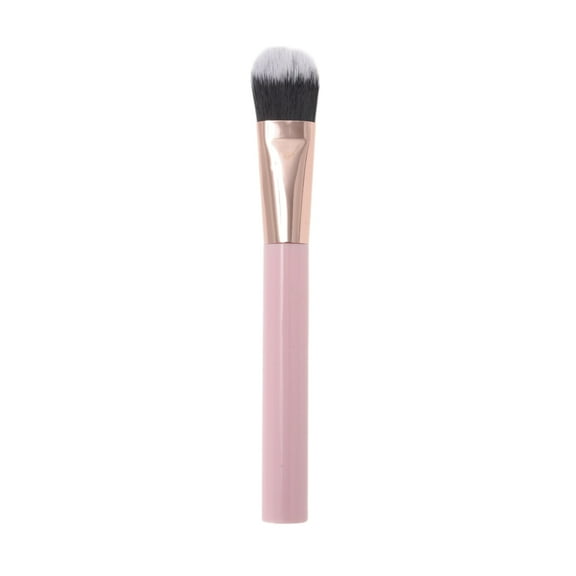 Unique Bargains 1 Pc Durable Tongue-shaped Foundation Brush Pink Nylon Hair Aluminum Tube Plastic Handle