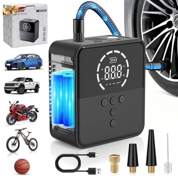 FADAKWALT Cordless Tire Inflator, 150 PSI, 6000mAh Battery, Fast Inflation, Digital Gauge, Auto Shut-Off