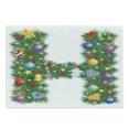 thumbnail image 1 of Letter H Cutting Board, Uppercase Letter H Pine Tree Pattern with Christmas Celebration Theme Stars Image, Decorative Tempered Glass Cutting and Serving Board, Large Size, Multicolor, by Ambesonne, 1 of 1