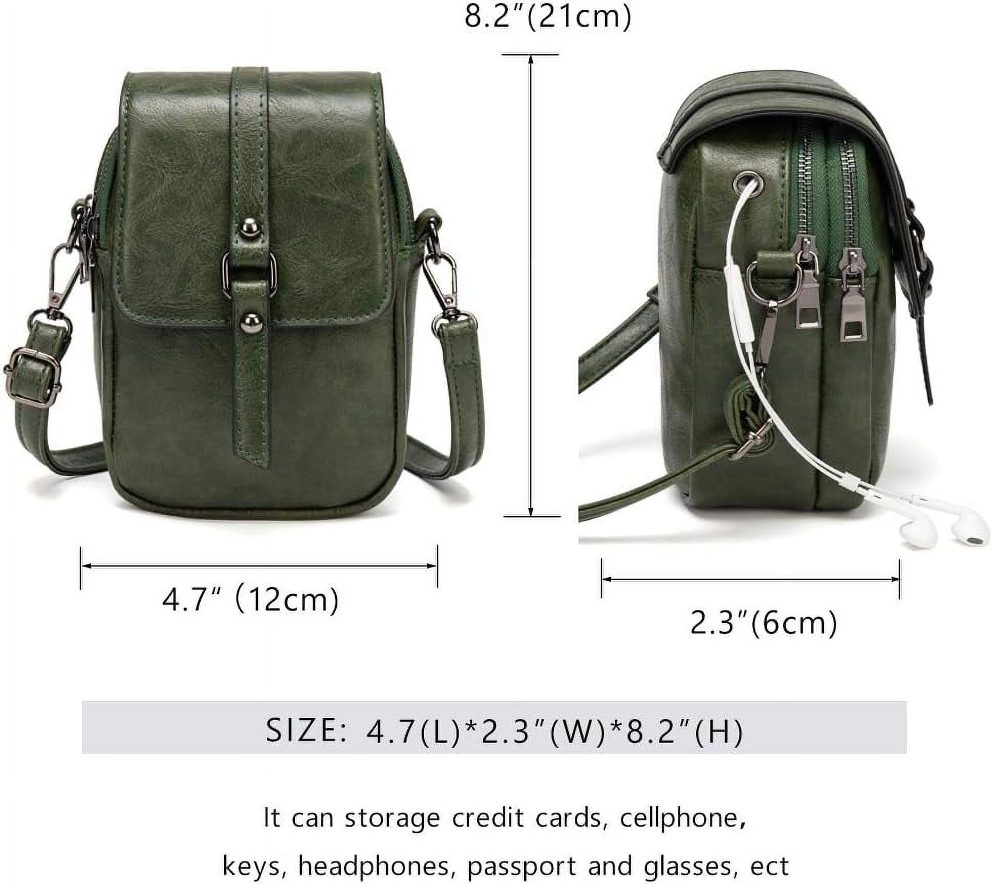 Kwuty Vintage Crossbody Phone Bag for Women, Small PU Leather Shoulder Purse and Handbag with Tassel&Rivet Decoration