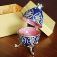 thumbnail image 4 of Boîte à Bibelots Œuf de Pâques Fabergé Boîte de Rangement Décorative en Cristal Peint à la Main Porte-Bijoux à Charnière, Collection Alexander Palace, Style Nevsky Romanov Collection (Bleu), 4 of 5