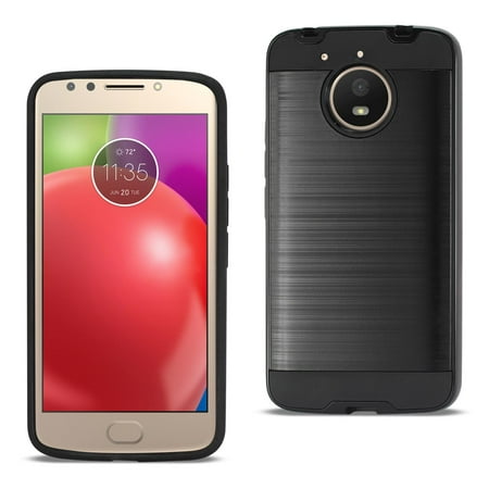 Motorola Moto E4 Plus Hybrid Metal Brushed Texture Case In Black