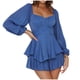 thumbnail image 1 of Moda mujer cuello cuadrado sólido manga larga volantes vendaje monos cortos Pompotops  ulkah941168, 1 of 8