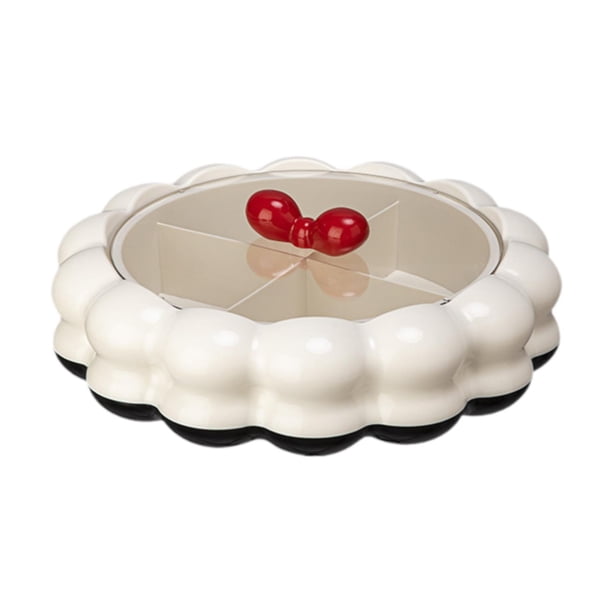 Bandeja para servir con tapa Bandeja para aperitivos Plato decorativo para sala de estar Bandeja para frutos secos Plato para servir frutos secos para y negro dividido