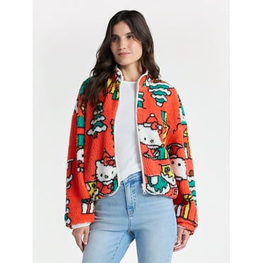 Hello Kitty Women’s Christmas Print Woobie Fleece Jacket, Sizes XXS-XXL