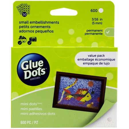 Glue Dots Mini Dots Adhesive Value Pack Sheets, 3/16 Inch, Clear, Pack of 600