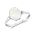 thumbnail image 1 of Simply Stunning Oval Shaped White Seashell Sterling Silver Band Ring-6, 1 of 5