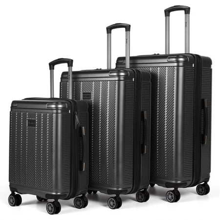 New York Xpress 3-Piece Hardside Luggage Set, Expandable Suitcases with TSA Lock, 20"/26"/30" Carry-on & Checked, Grey - WD577