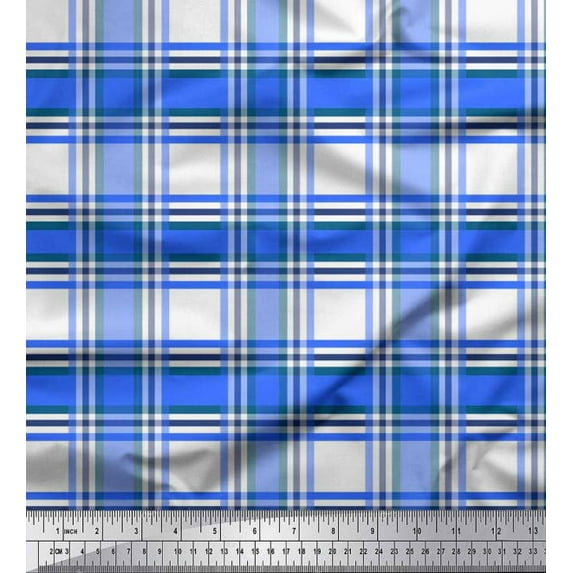 Soimoi Cotton Voile Fabric Gingham Check Printed Craft Fabric by the Yard 56 Inch Wide
