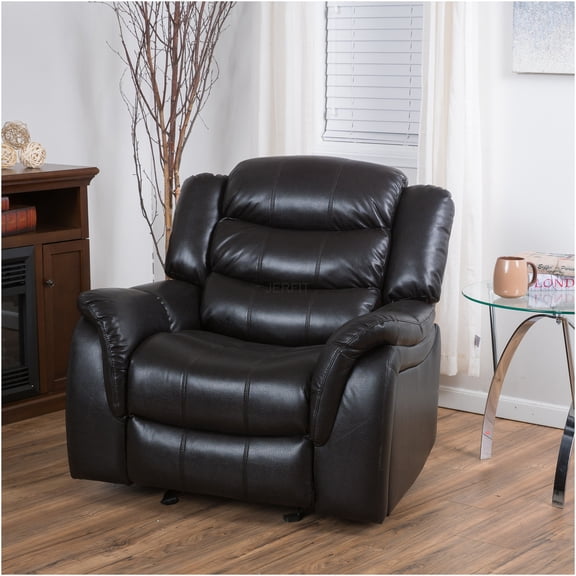 JERFIT Oversized Glider Recliner Chair, Classic PU Leather Recliner with Gliding Function, Black Berry