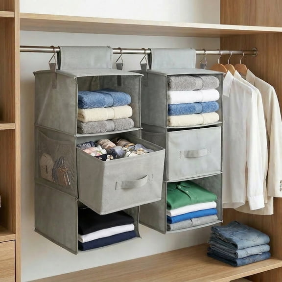 Hvxrjkn 2-Pack Large Capacity Hanging Closet Organizer - Double-Sided Wardrobe Storage for Clothes and Accessories