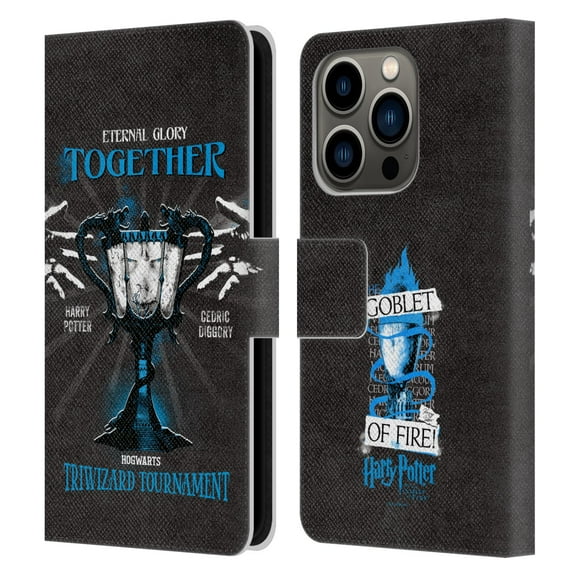 Head Case Designs Officially Licensed Harry Potter Goblet Of Fire I Triwizard Cup Harry Cedric Leather Book Wallet Case Cover Compatible with Apple iPhone 14 Pro