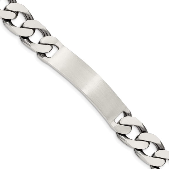 Auriga Fine Jewelry 925 Sterling Silver Engraveable Antiqued Curb Link Id Bracelet 7.5inch for Women
