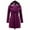Purple, variant on Women's Warm Winter Hooded Wool Coat, Long Double-Breasted Outerwear with Belt, Casual Jacket, Black, XXXL