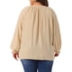 thumbnail image 3 of Blusa casual elegante de mujer talla grande Agnes Orinda con mangas largas abullonadas, escote en V y puños con volantes 4X color beige oscuro, 3 of 5