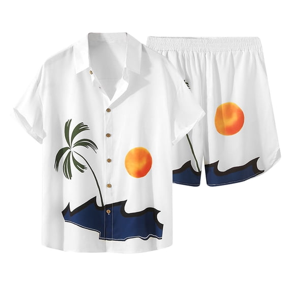 Vedolay Short Sets Men 2 Piece Outfits Vacation Men's Summer 2 Piece Outfits Solid Short Sleeve T-Shirts Shorts Set,Khaki 4XL